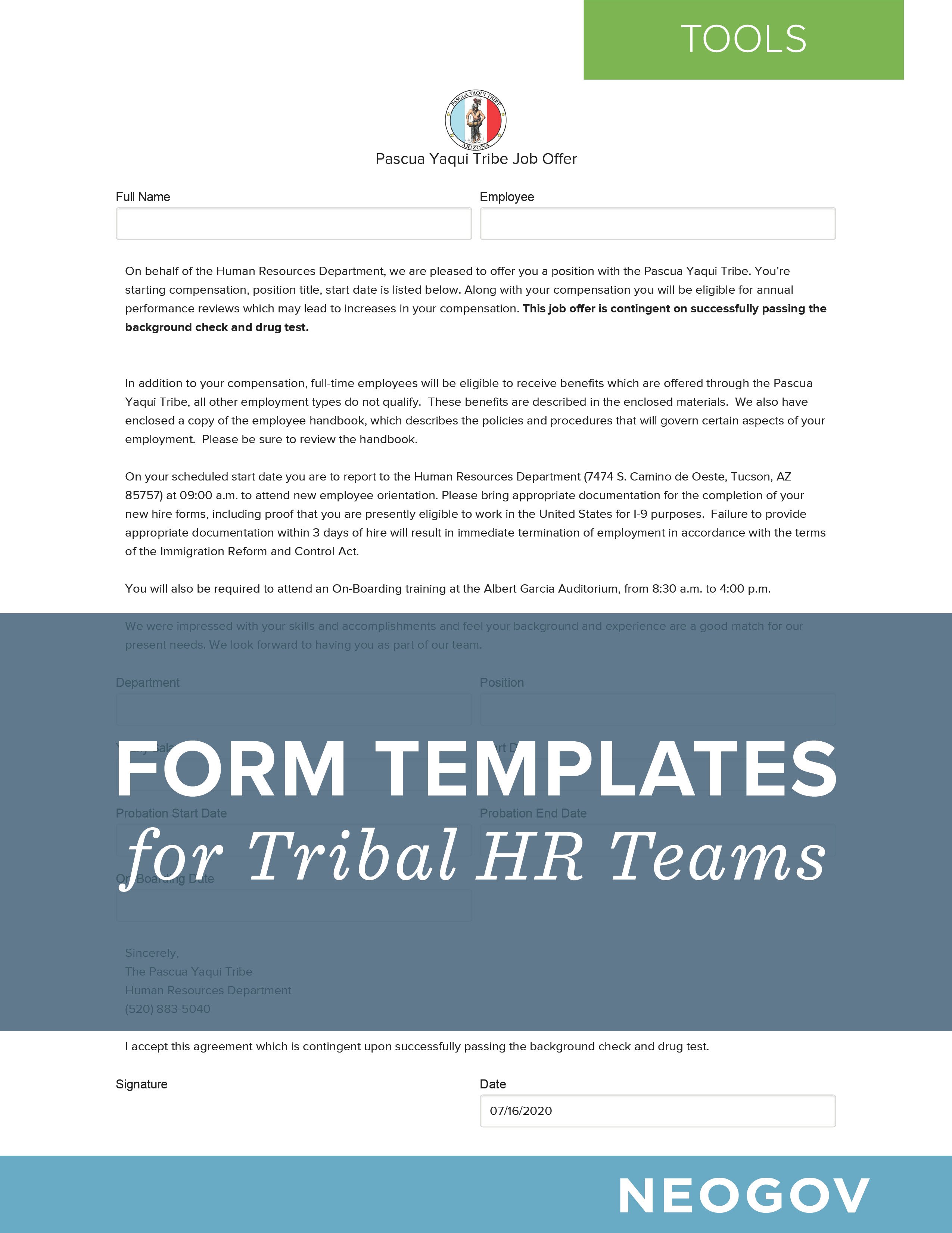 Form Templates for Tribal HR Teams Form Templates for Tribal HR Teams